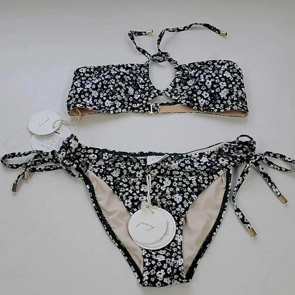 PeonyPetite Fleur Bandeau Bikini Top & Printed Side-Tie Bikini Bottom - Picture 2 of 13